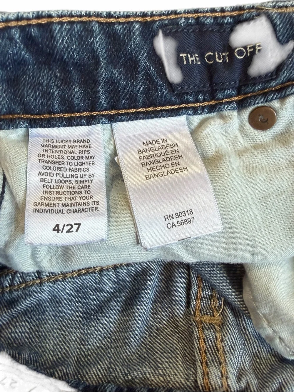 Lucky Brand The Cut Off Denim Shorts Women’s 27 Button Fly Frayed‎ Hem